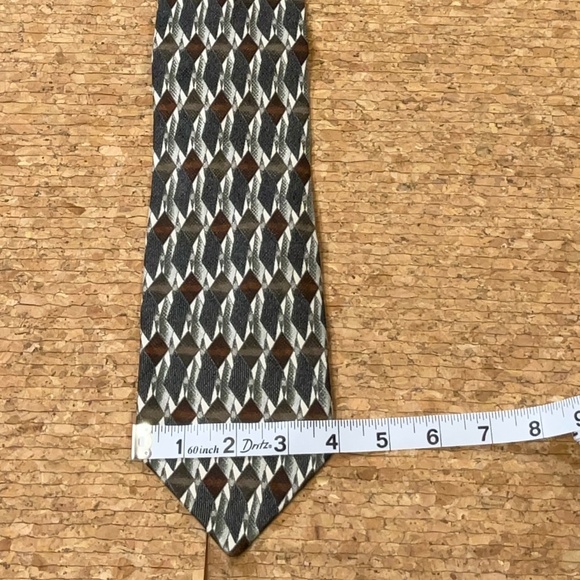 Fabio Fazio Silk Tie Italy Geometric Diamond Pattern Luxury Menswear - Picture 4 of 10